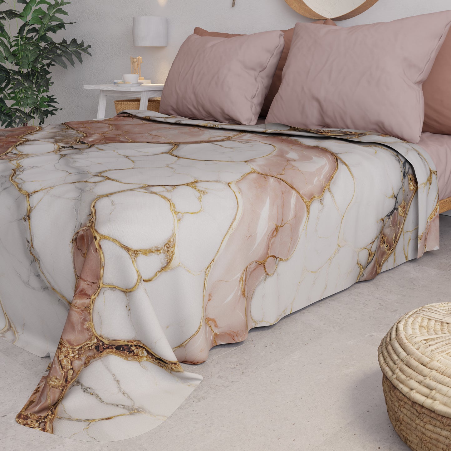 Copriletto Estivo, Coperta Leggera, Lenzuola Copriletto Effetto Marmo Cipria - ROSELITHE