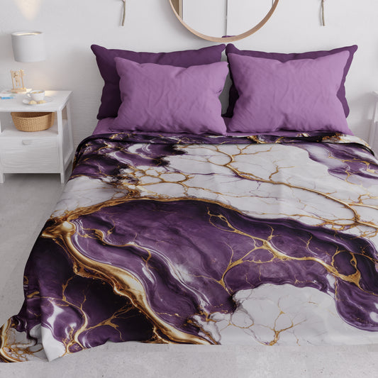 Copriletto Estivo, Coperta Leggera, Lenzuola Copriletto Effetto Marmo Viola - VIOLETRIC