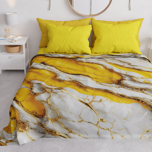 Copriletto Estivo, Coperta Leggera, Lenzuola Copriletto Effetto Marmo Giallo - YELLOOOW