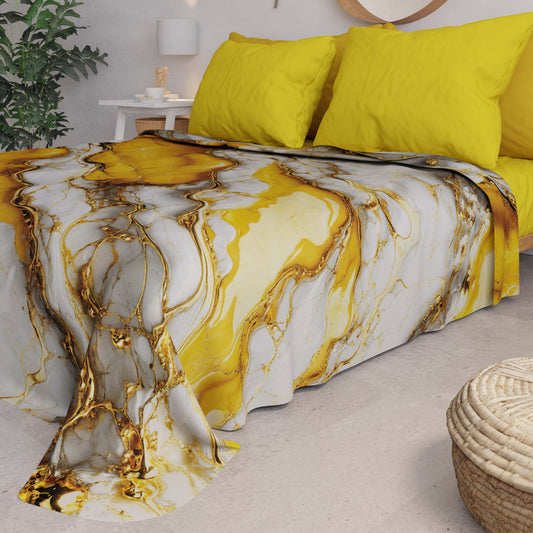 Copriletto Estivo, Coperta Leggera, Lenzuola Copriletto Effetto Marmo Giallo - YELLOOOW