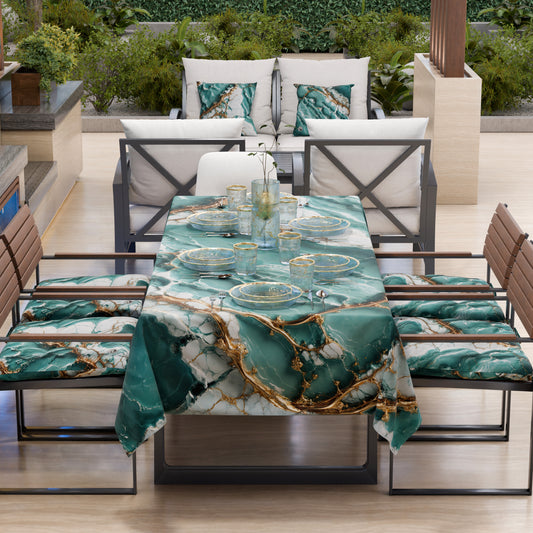 Nappe anti-taches effet marbre élégante aquamarine - AQUATIQUE