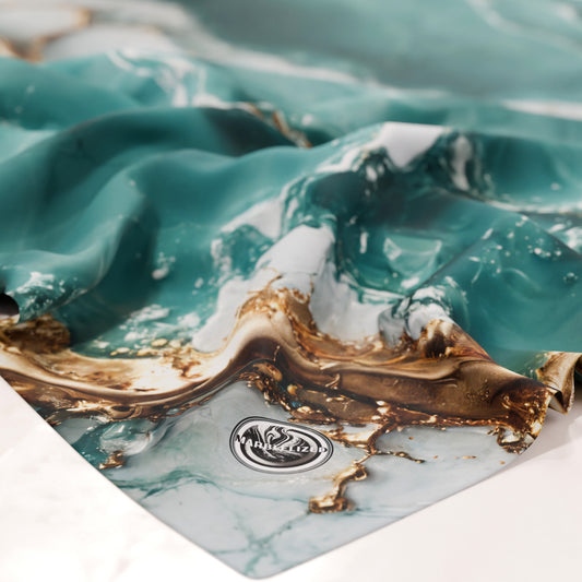 Nappe anti-taches effet marbre élégante aquamarine - AQUATIQUE