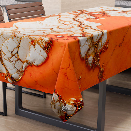 Nappe anti-taches effet marbre élégante orange - AURANGE