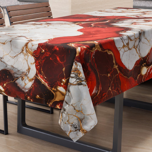 Nappe anti-taches effet marbre élégante rouge - BLOODY