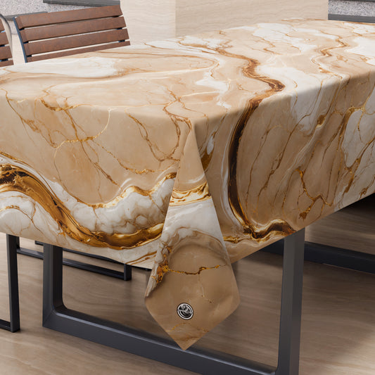 Tovaglia Antimacchia Effetto Marmo Elegante Beige - DORACREAM