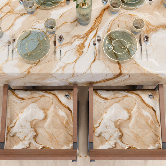 Coussins pour Chaises de Cuisine Élégants Effet Marbre Beige - DORACREAM