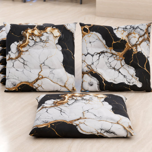 Coussins pour Chaises de Cuisine Élégants Effet Marbre Noir Blanc - GILDENITE