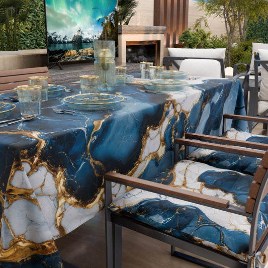 Nappe anti-taches effet marbre élégante bleu océan - OCEAGLINT