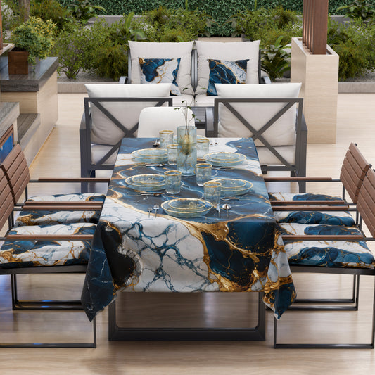 Nappe anti-taches effet marbre élégante bleu océan - OCEAGLINT