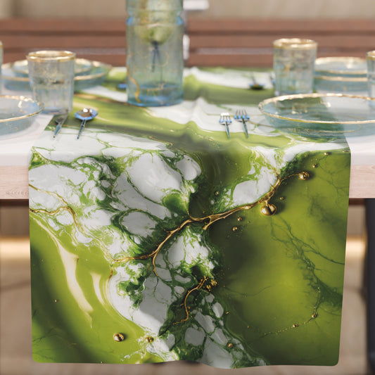 Chemin de Table Moderne Effet Marbre Pistachius