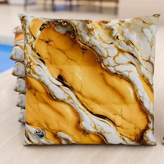 Coussins pour Chaises de Cuisine Élégants Effet Marbre Jaune - YELLOOOWW