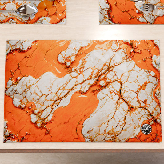 Sets de Table Américains Élégants Effet Marbre Orange - AURANGE