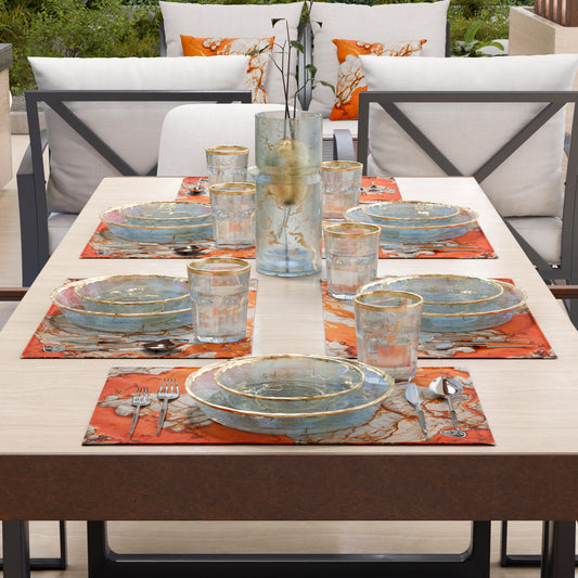 Sets de Table Américains Élégants Effet Marbre Orange - AURANGE