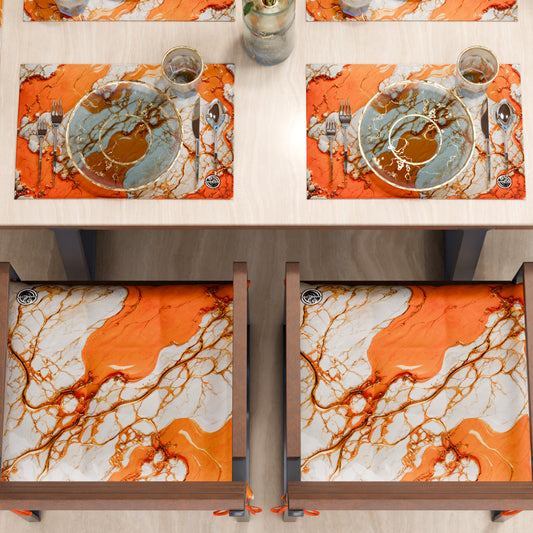 Sets de Table Américains Élégants Effet Marbre Orange - AURANGE