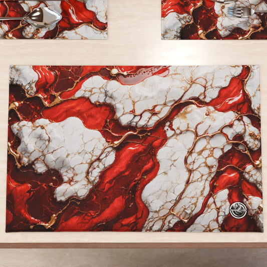 Sets de Table Américains Élégants Effet Marbre Rouge - BLOODY