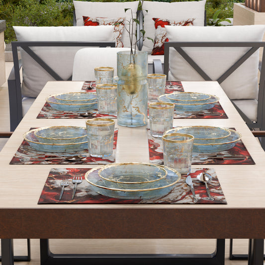 Sets de Table Américains Élégants Effet Marbre Rouge - BLOODY