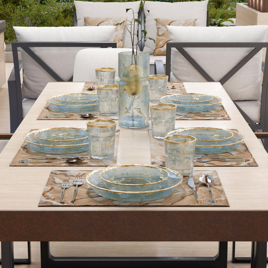 Sets de Table Américains Élégants Effet Marbre Beige - DORACREAM