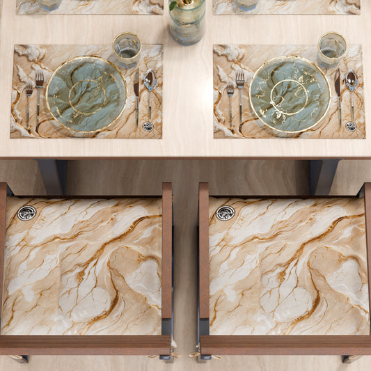 Sets de Table Américains Élégants Effet Marbre Beige - DORACREAM
