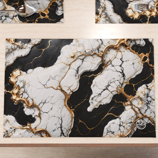Sets de Table Américains Élégants Effet Marbre Noir Blanc - GILDENITE