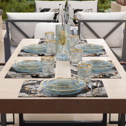 Sets de Table Américains Élégants Effet Marbre Noir Blanc - GILDENITE