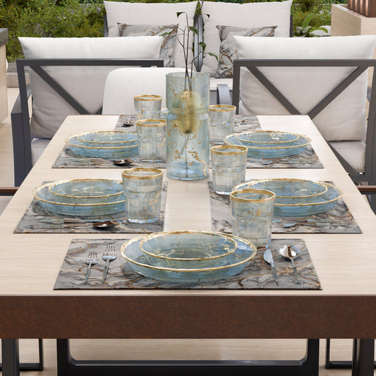 Sets de Table Américains Élégants Effet Marbre Gris Clair - GRAFYLUX