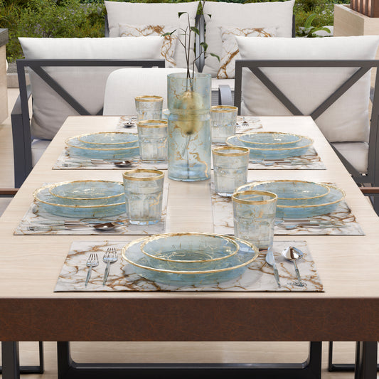 Sets de Table Américains Élégants Effet Marbre Blanc - MARBLICE