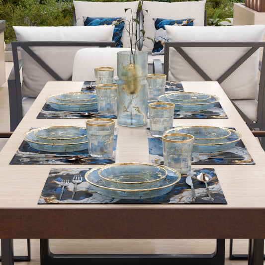 Sets de Table Américains Élégants Effet Marbre Bleu Nuit - NAVYGLO