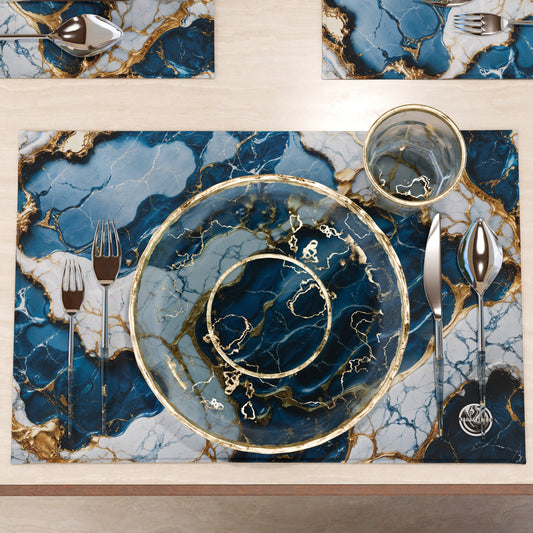 Sets de Table Américains Élégants Effet Marbre Bleu Océan - OCEAGLINT