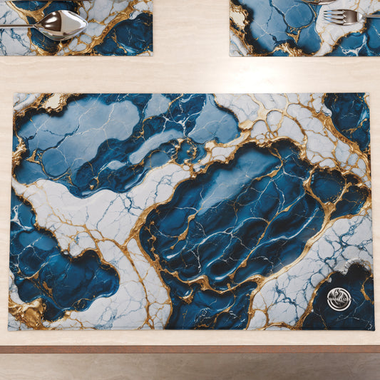 Sets de Table Américains Élégants Effet Marbre Bleu Océan - OCEAGLINT
