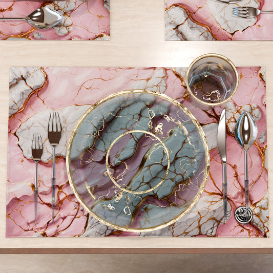 Sets de table américains élégants effet marbre rose - PINKERELLE
