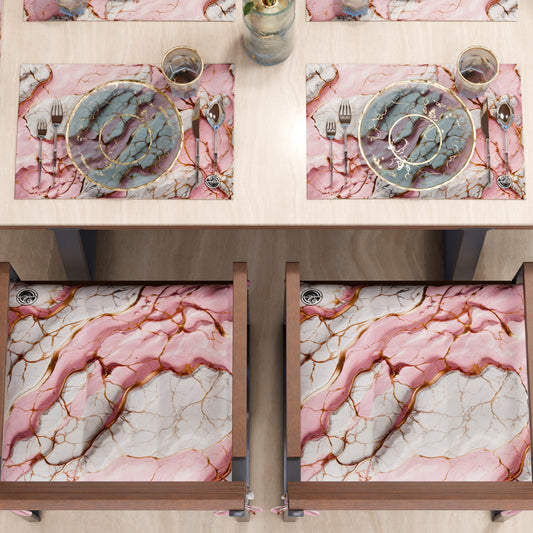 Sets de table américains élégants effet marbre rose - PINKERELLE