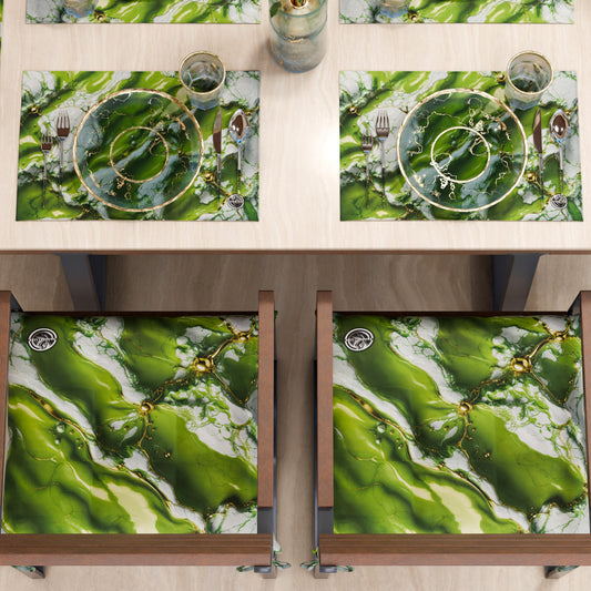 Sets de table américains élégants effet marbre vert - PISTACHIUS