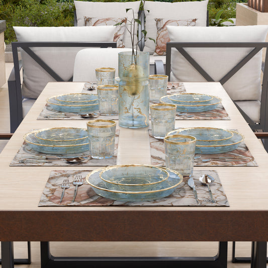Sets de table américains élégants effet marbre poudre - ROSELITHE