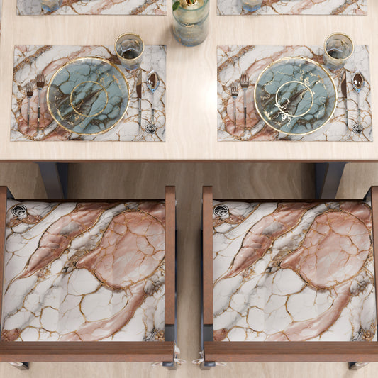 Sets de table américains élégants effet marbre poudre - ROSELITHE