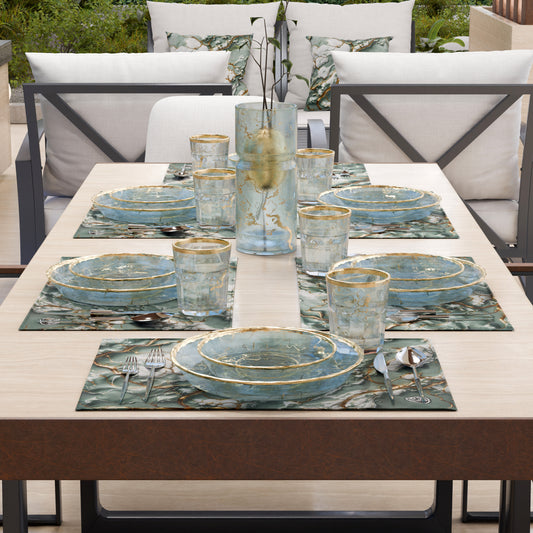 Sets de table américains élégants effet marbre sauge - SALVOR