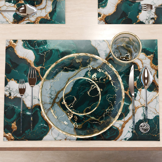 Sets de table américains élégants effet marbre bleu canard - TEALGEM
