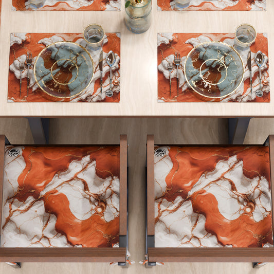 Sets de table américains élégants effet marbre terre cuite - TERRARUM