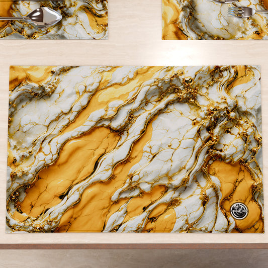 Sets de table américains élégants effet marbre jaune - YELLOOOWW