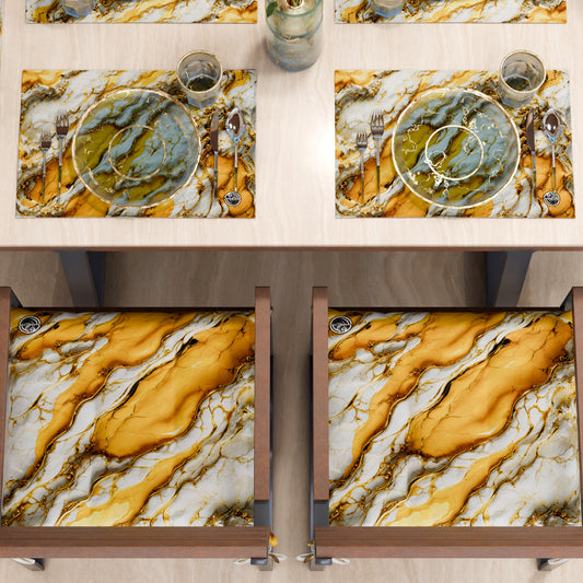 Sets de table américains élégants effet marbre jaune - YELLOOOWW