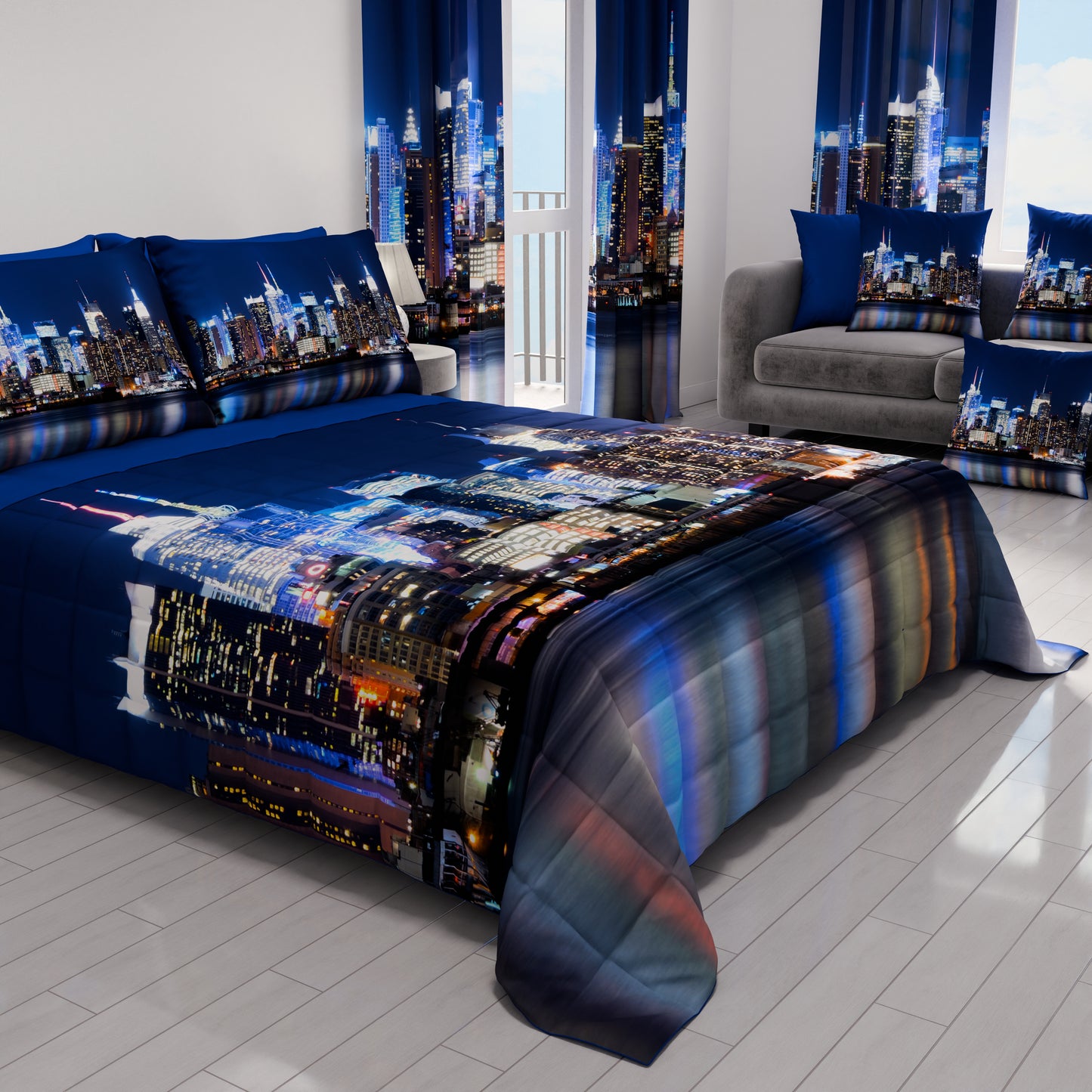 New York Digital Print Spring Autumn Bedspread Quilt