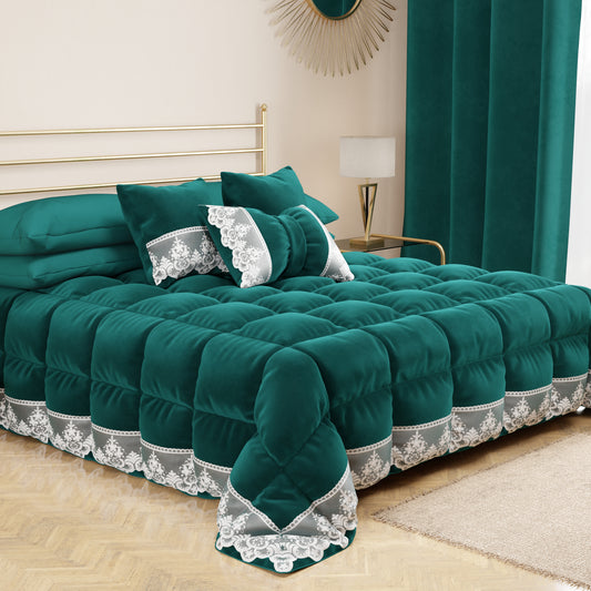 Coussin décoratif nœud en velours avec volant et dentelle rebrodée 40x50 cm, coussin de canapé étain par Sissy