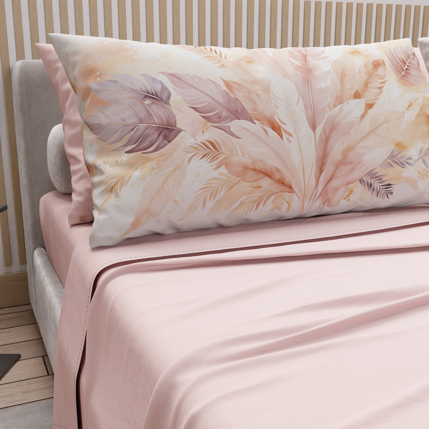 Courtepointe Unie en Velours Poudre + Draps assortis et Taie d'oreiller Digitale