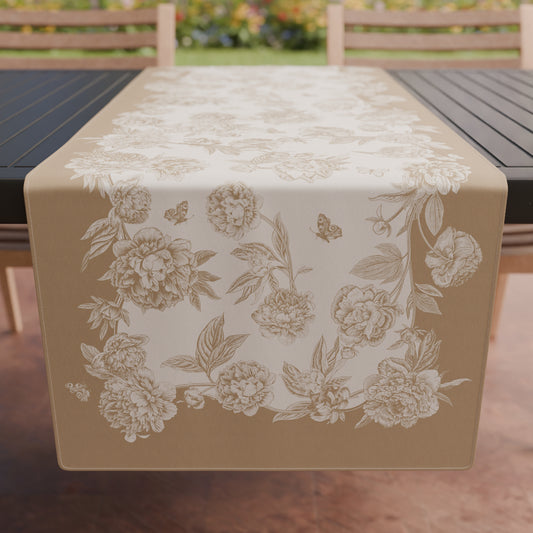 Chemin de table, Nappe chemin de table, Chemin de table cuisine Pivoines Terre
