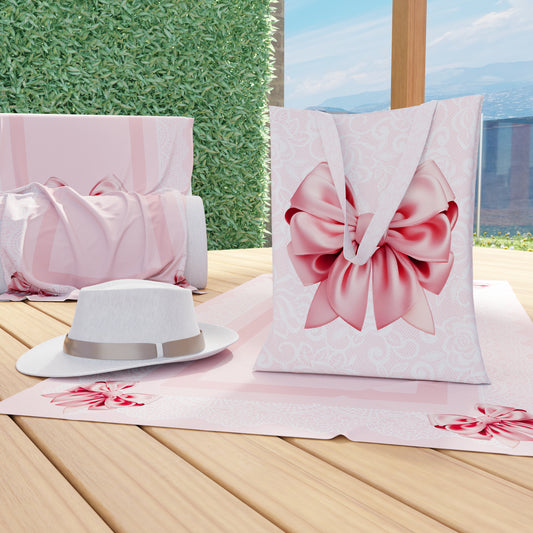 Women's Shopper Bag, Reusable Shopping Bag, Tote Bag, Pink Bow