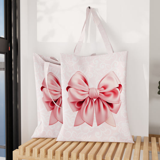 Women's Shopper Bag, Reusable Shopping Bag, Tote Bag, Pink Bow