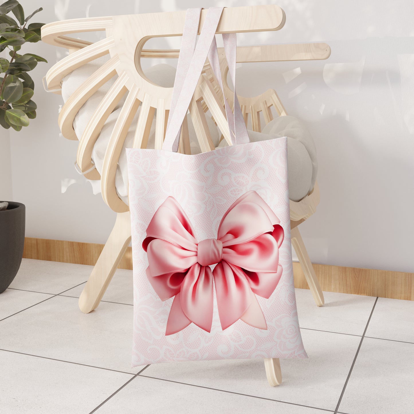 Borsa Shopper Donna, Borsa Spesa Riutilizzabile, Borsa Tote, Fiocco Rosa