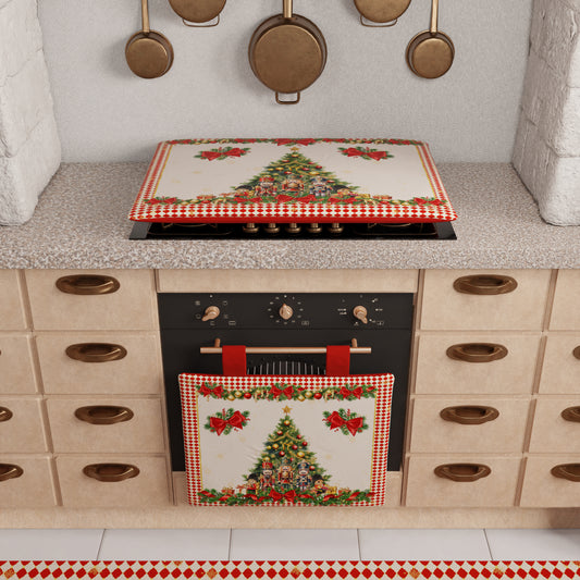 Copriforno Natalizio per Cucina in Stampa Digitale Schiaccianoci Rosso