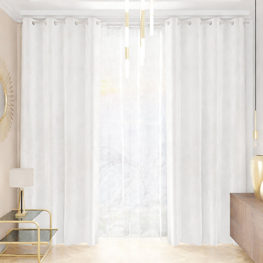 Tenda a Pannello in Velluto per Interni con Anelli, 140x280 cm, Bianco