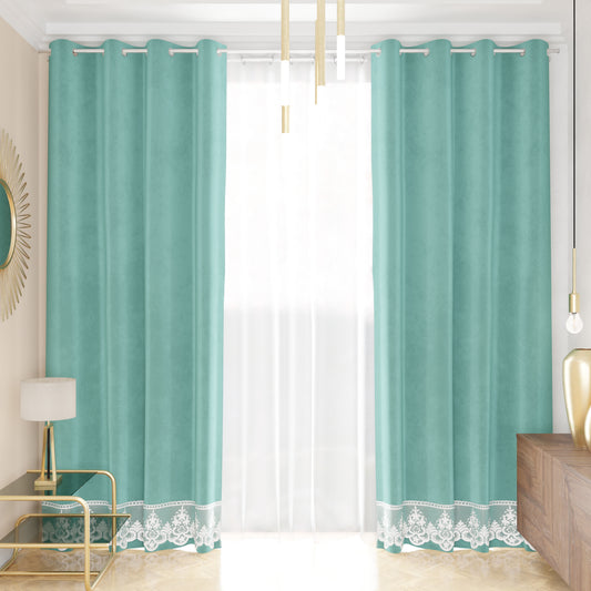 Rideau panneau en velours pour intérieur avec anneaux et dentelle rebrodée, 140x280 cm, Tiffany par Sissy