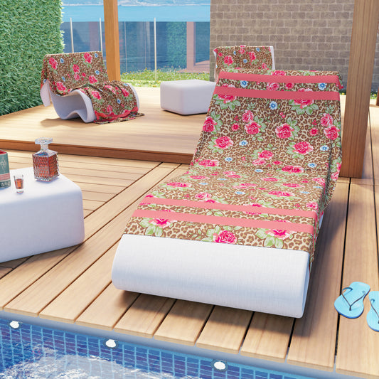 Serviette de plage en microfibre, serviette de plage, serviette pour transat, Rose Animalier